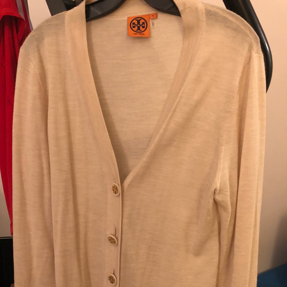 Tori Burch ivory cardigan